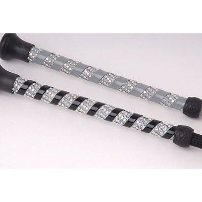 Harlequin Crystal Spiral Handle  Bling Horse Riding Jumping Whip Crop 6 Colours