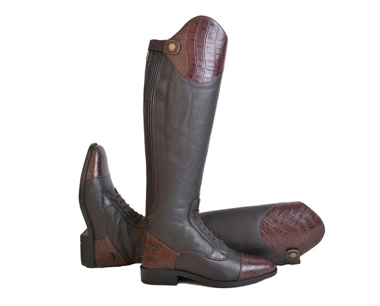 Rhinegold De-Luxe Leather Riding Boots With Patent Trim