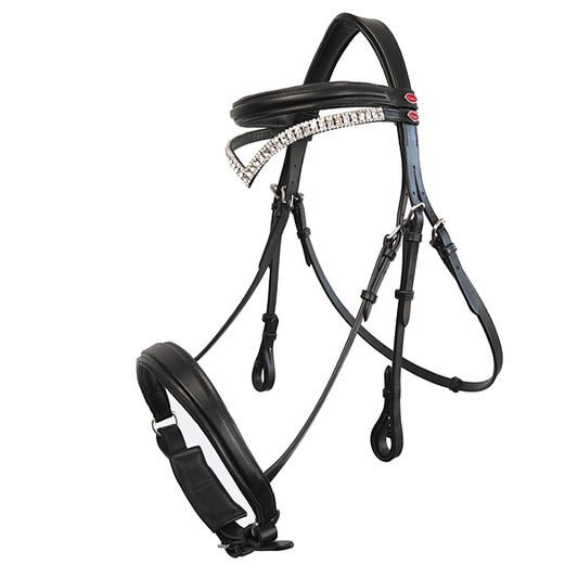 Whitaker Lynton Genuine Leather Snaffle Cavesson  Bridle - Complete with spare Browband